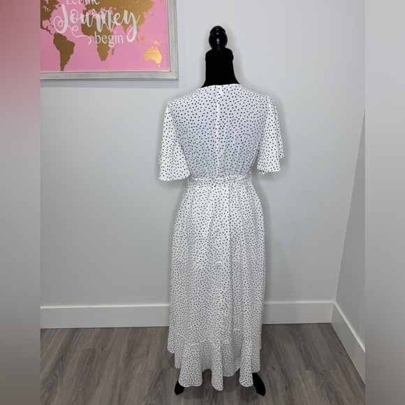 Hyfve Polka Dot Belted Flowy V-Neck Dress (S) - Picture 4 of 7